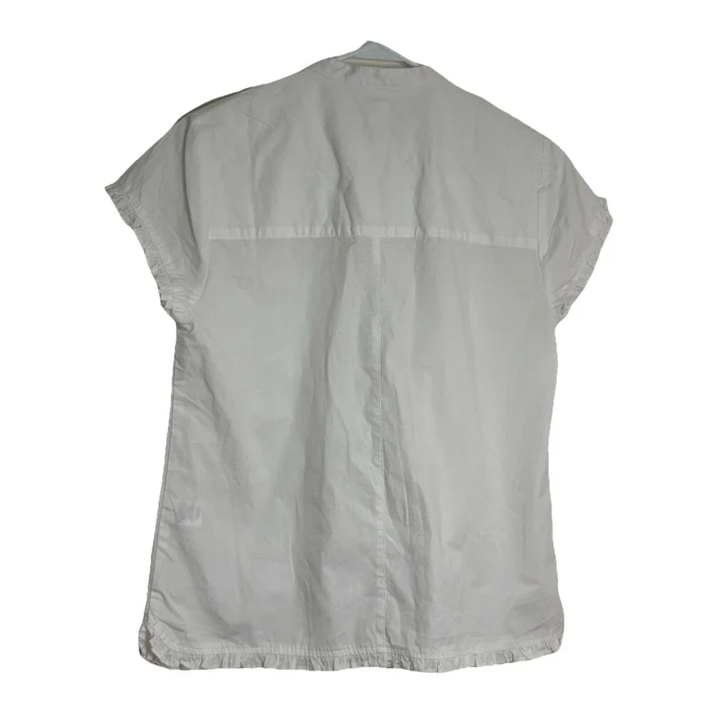 J.Crew Flutter Sleeve Top White Cotton Size XS Button Pocket